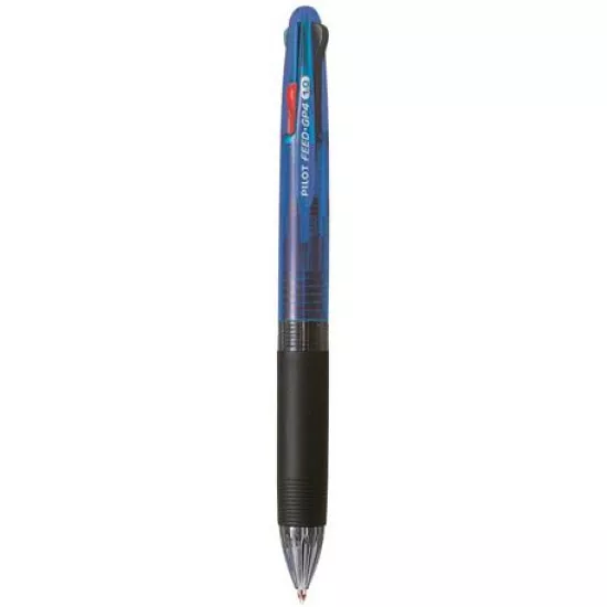 Golyóstoll, 0,25 mm, nyomógombos, négyszínű, PILOT "Feed GP4", kék test