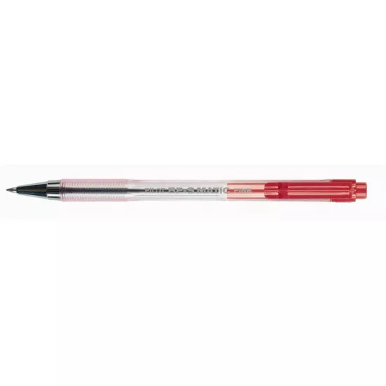 Golyóstoll, 0,27 mm, nyomógombos, átlátszó tolltest, PILOT "BP-S Matic", piros