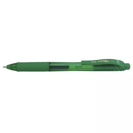 Zseléstoll, 0,35 mm, nyomógombos, PENTEL "EnerGelX BL107", zöld