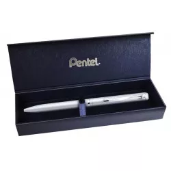 Rollertoll, 0,35 mm, rotációs, ezüst tolltest, PENTEL "EnerGel BL-2007" kék