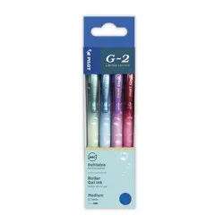 Zseléstoll készlet, 0,32 mm, nyomógombos, PILOT "G-2 Bubble", kék, 4 különböző minta