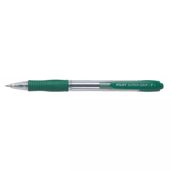 Golyóstoll, 0,27 mm, nyomógombos, PILOT "Super Grip", zöld
