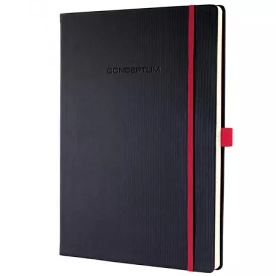 Jegyzetfüzet, exkluzív, A4, vonalas, 97 lap, keményfedeles, SIGEL "Conceptum Red Edition", fekete-piros