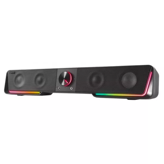 Hangszóró, 12W, 2x3.5 mm jack + USB-A, SPEEDLINK "GRAVITY RGB Stereo Soundbar", fekete