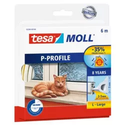 Ajtó- és ablaktömítő szalag, 9 mm x 6 m, TESA "tesamoll® P profil", fehér Ajtó- és ablaktömítő szalag, 9 mm x 6 m, TESA "tesamoll® P profil", fehér