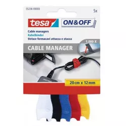 Kábelkötegelő, tépőzáras, TESA "On&Off", vegyes színek