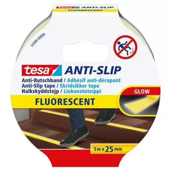 Csúszásgátló szalag, 25 mm x 5 m, TESA "Anti-Slip", fluoreszkáló Csúszásgátló szalag, 25 mm x 5 m, TESA "Anti-Slip", fluoreszkáló