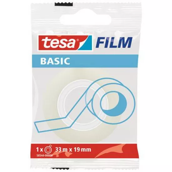 Ragasztószalag, 19 mm x 33 m, TESA "Basic", átlátszó