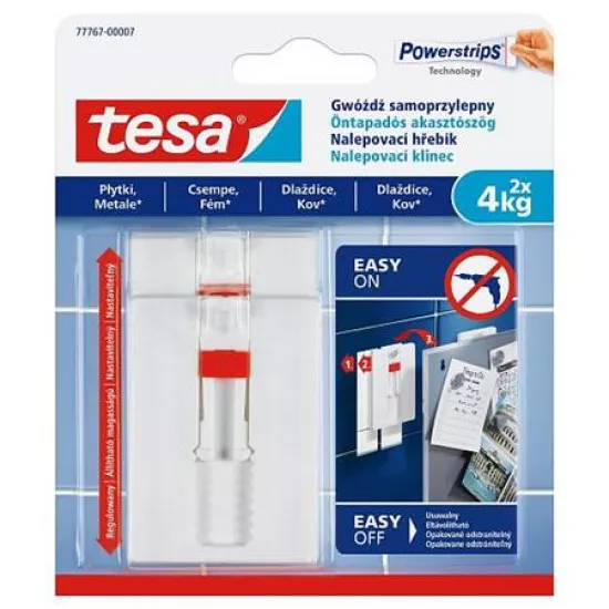 Akasztószög, öntapadó, állítható, TESA "Powerstrips®", sime felületre