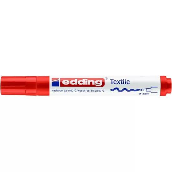 Textilmarker, 2-3 mm, kúpos, EDDING "4500", piros