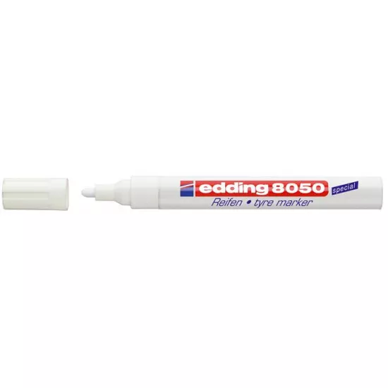 Gumijelölő marker, 2-4 mm, kúpos, EDDING "8050", fehér