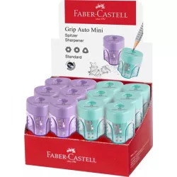Hegyező display, egylyukú, tartályos FABER-CASTELL "GRIP Auto Mini", vegyes pasztell színek Hegyező display, egylyukú, tartályos FABER-CASTELL "GRIP Auto Mini", vegyes pasztell színek