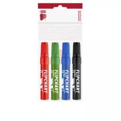 Flipchart marker készlet, 1-4 mm, vágott, ICO "Artip 12", 4 különböző szín