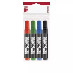 Alkoholos marker készlet, 1-4 mm, vágott, ICO "Permanent 12 XXL", 4 különböző szín