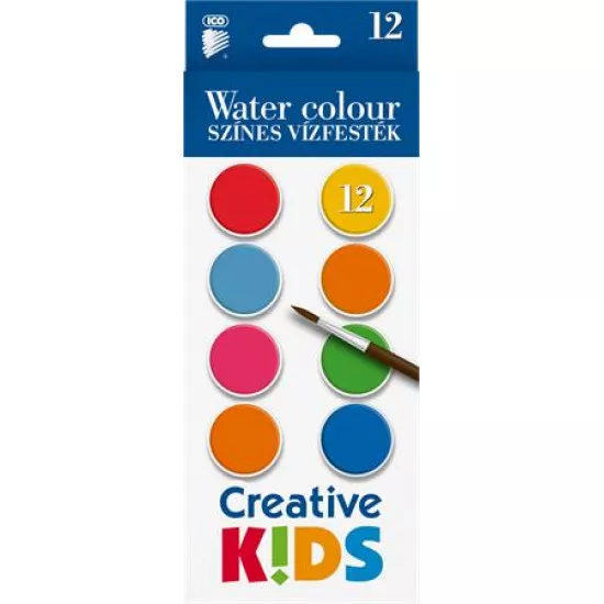 Vízfesték, 12 darabos, 28 mm, ICO "Creative Kids"