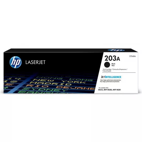 CF540A Lézertoner HP ColorLaserJet Pro MFP M280nw, MFP M281fdn, MFP M281fdw nyomtatókhoz, HP 203A, fekete, 1,4k