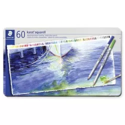 Akvarell ceruza készlet, fém doboz, STAEDTLER "Karat", 60 különböző szín