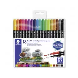 Alkoholos marker készlet, kétvégű, 0,4/2,0 mm, STAEDTLER "Twin-tip", 18 különböző szín Alkoholos marker készlet, kétvégű, 0,4/2,0 mm, STAEDTLER "Twin-tip", 18 különböző szín
