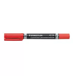Alkoholos marker, F/M, 0,6/1,5 mm, kúpos, kétvégű, STAEDTLER "Lumocolor Duo", piros