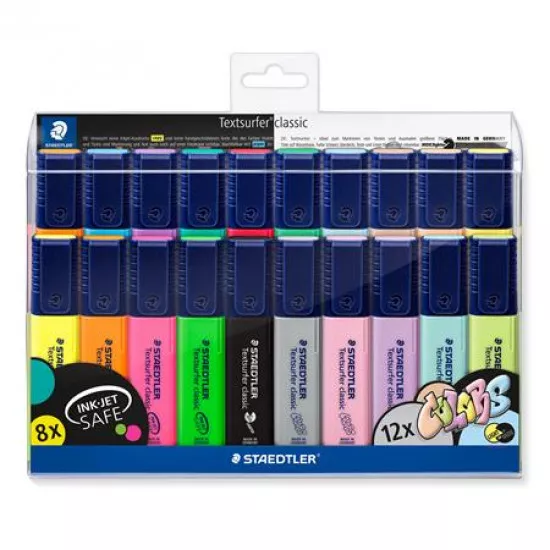 Szövegkiemelő készlet, 1-5 mm, STAEDTLER "Textsurfer Classic", 20 különböző szín