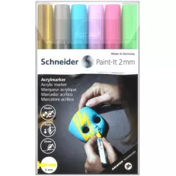 Akril marker készlet, 2 mm, SCHNEIDER "Paint-It 310", 6 különböző szín Akril marker készlet, 2 mm, SCHNEIDER "Paint-It 310", 6 különböző szín