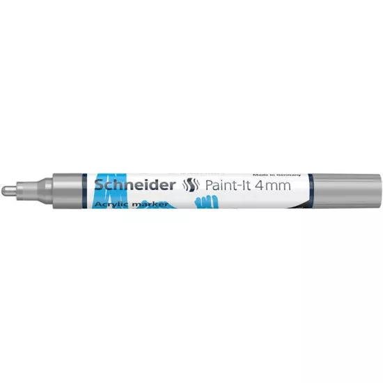 Akril marker, 4 mm, SCHNEIDER "Paint-It 320", ezüst