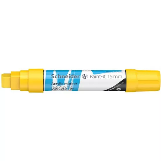 Akril marker, 15 mm, SCHNEIDER "Paint-It 330", sárga