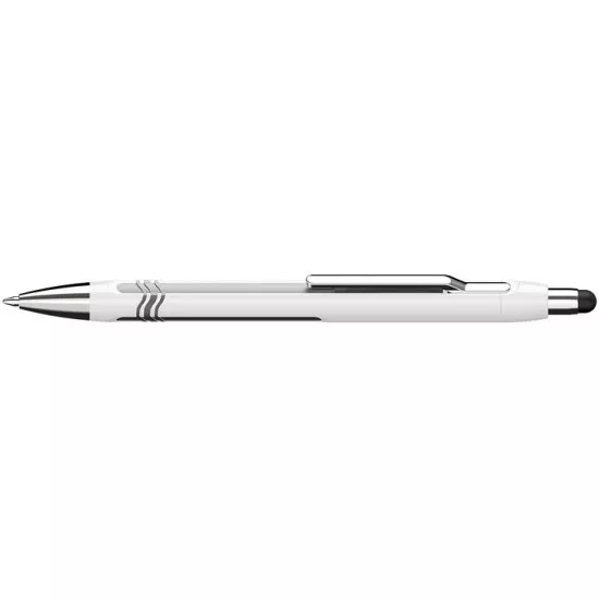 Golyóstoll, 0,7 mm, nyomógombos, érintőképernyős készülékekhez, SCHNEIDER "Epsilon Touch XB", fehér-ezüst
