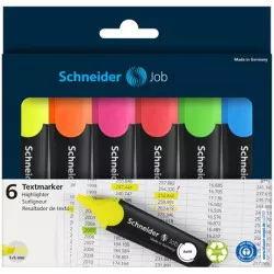 Szövegkiemelő készlet, 1-5 mm, SCHNEIDER "Job 150", 6 különböző szín
