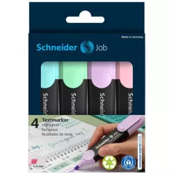 Szövegkiemelő készlet, 1-5 mm, SCHNEIDER "Job Pastel", 4 különböző pasztell szín