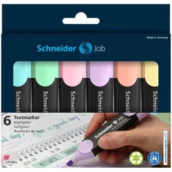 Szövegkiemelő készlet, 1-5 mm, SCHNEIDER "Job Pastel", 6 különböző pasztell szín