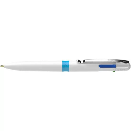 Golyóstoll, 0,5 mm, nyomógombos, négyszínű, SCHNEIDER "Take 4", fehér