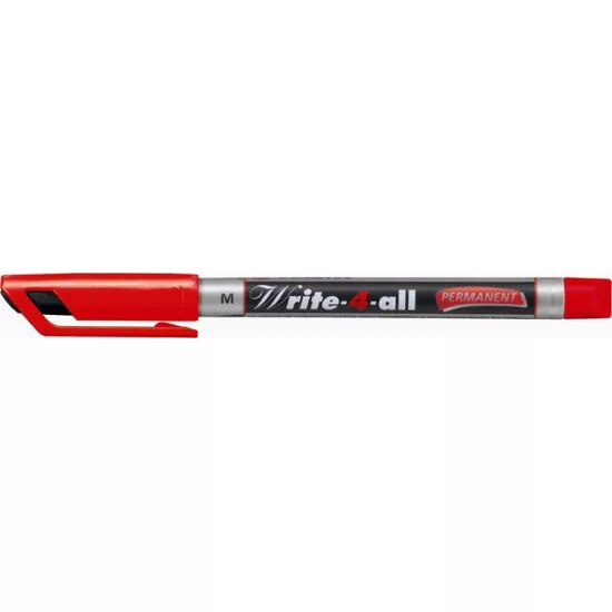 Alkoholos marker, 1 mm, kúpos, STABILO "Write-4-all", piros