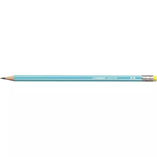 Grafitceruza radírral, HB, hatszögletű, STABILO "Pencil 160", kék
