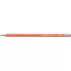 Grafitceruza radírral, HB, hatszögletű, STABILO "Pencil 160", narancs