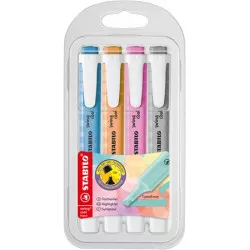 Szövegkimelő készlet, 1-4 mm, STABILO "Swing cool Pastel", 4 különböző szín