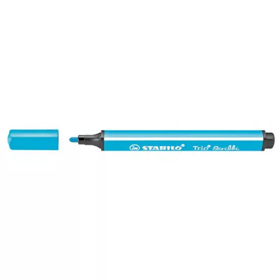 Filctoll, 1,5-2 mm, rugós hegy, STABILO "Trio Scribbi", világoskék