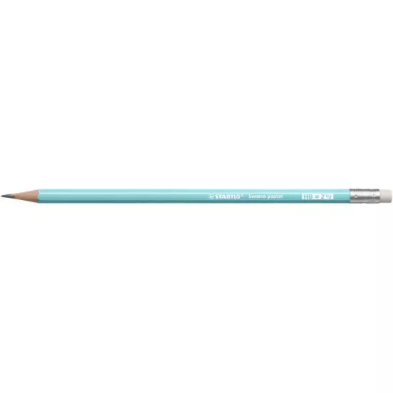 Grafitceruza radírral, HB, hatszögletű, STABILO "Swano Pastel", kék