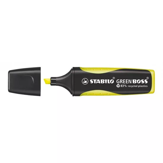 Szövegkiemelő, 2-5 mm, STABILO "Green Boss", sárga