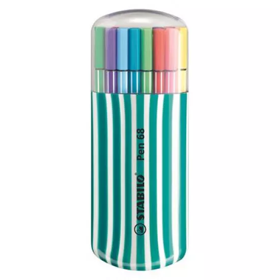 Rostirón készlet, 1 mm, türkiz tok, STABILO "Pen 68 Zebrui", 20 különböző szín