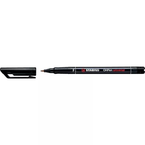 Alkoholos marker, 0,7 mm, STABILO "OHPen F", fekete