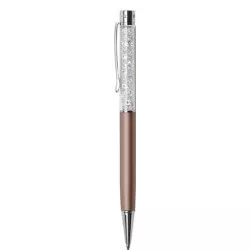 Golyóstoll, rózsa-arany, felül fehér SWAROVSKI® kristállyal töltve, 14 cm, ART CRYSTELLA®