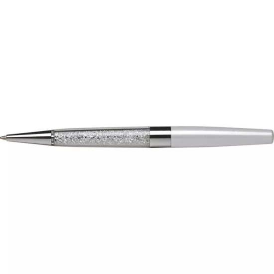Golyóstoll, krémfehér, alul fehér SWAROVSKI® kristállyal töltve, 14cm, ART CRYSTELLA®