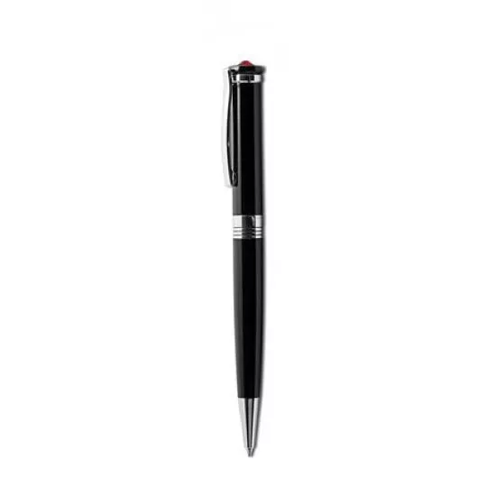 Golyóstoll, fekete, "Rimini", light siam piros SWAROVSKI® kristállyal, 14 cm, ART CRYSTELLA®