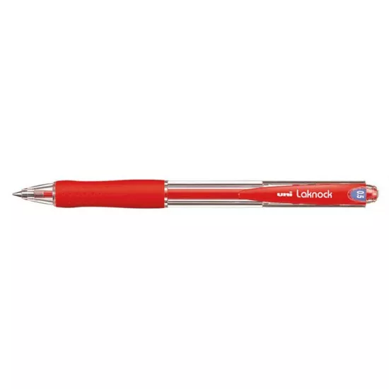 Golyóstoll, 0,3 mm, nyomógombos, UNI "SN-100 Laknock", piros