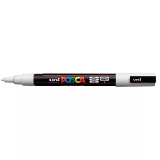 Dekormarker, 0,9-1,3 mm, UNI "Posca PC-3M", fehér