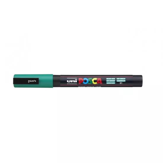 Dekormarker, 0,9-1,3 mm, UNI "Posca PC-3M", smaragdzöld