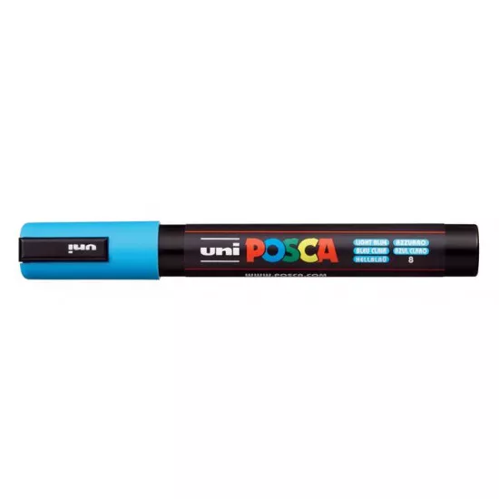 Dekormarker, 1,8-2,5 mm, UNI "Posca PC-5M", világoskék