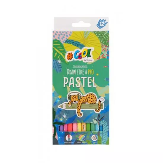 Színes ceruza készlet, kerek, COOL BY VICTORIA, 12 pasztell szín