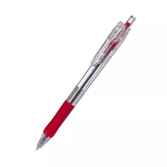 Golyóstoll, 0,21 mm, nyomógombos, ZEBRA "Tapli Clip ECO", piros